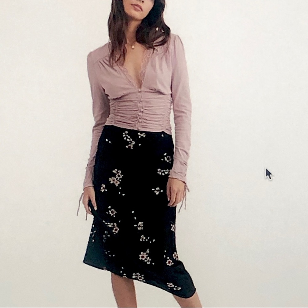 NWT Free People Normani Bias-Printed Skirt